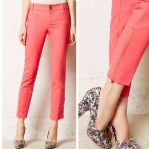 Anthropologie Cartonier Pink Charlie Ankle Pants Side Zippers Size 0